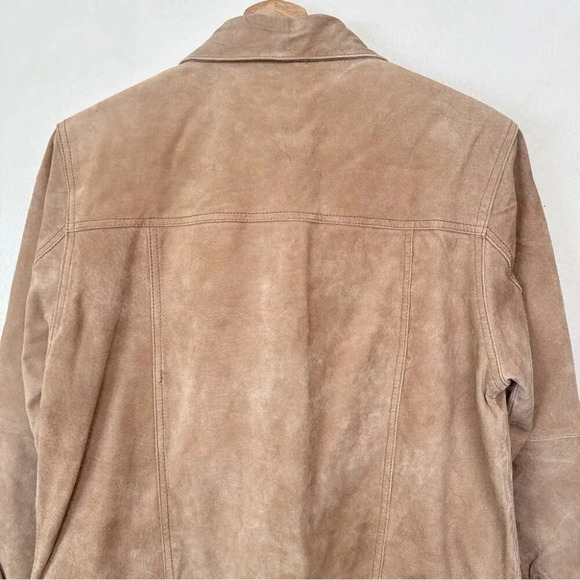Lisa International Womens Medium Suede Tan  Button Jacket - Picture 12 of 15